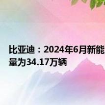 比亚迪:2024年6月新能源车销量为34.17万辆