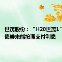 世茂股份:“H20世茂1”等4只债券未能按期支付利息