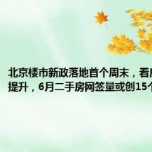 北京楼市新政落地首个周末,看房量明显提升,6月二手房网签量或创15个月新高