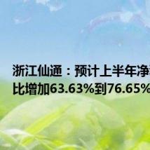 浙江仙通:预计上半年净利润同比增加63.63%到76.65%