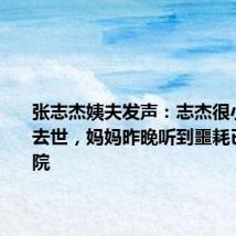 张志杰姨夫发声:志杰很小时父亲去世,妈妈昨晚听到噩耗已病倒入院