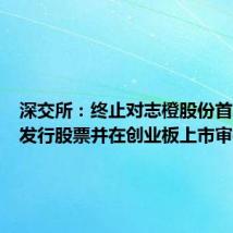 深交所：终止对志橙股份首次公开发行股票并在创业板上市审核