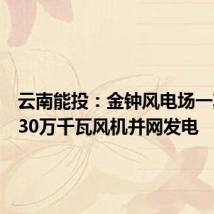 云南能投:金钟风电场一期工程30万千瓦风机并网发电