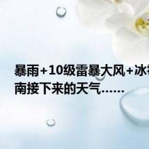 暴雨+10级雷暴大风+冰雹!河南接下来的天气……