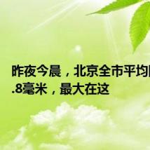 昨夜今晨，北京全市平均降雨17.8毫米，最大在这