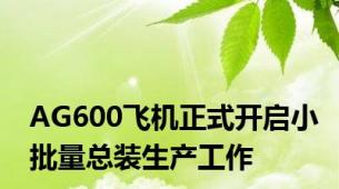AG600飞机正式开启小批量总装生产工作