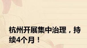 杭州开展集中治理，持续4个月！