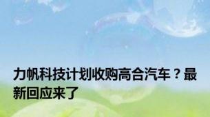 力帆科技计划收购高合汽车？最新回应来了
