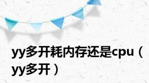yy多开耗内存还是cpu（yy多开）