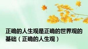 正确的人生观是正确的世界观的基础（正确的人生观）