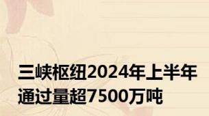 三峡枢纽2024年上半年通过量超7500万吨