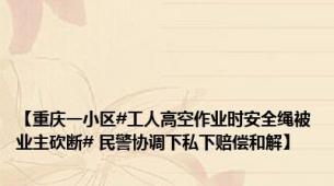 【重庆一小区#工人高空作业时安全绳被业主砍断# 民警协调下私下赔偿和解】