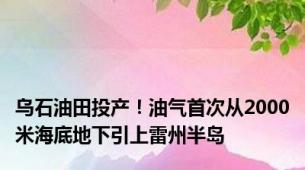 乌石油田投产！油气首次从2000米海底地下引上雷州半岛
