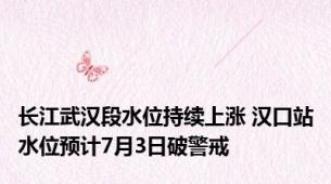 长江武汉段水位持续上涨 汉口站水位预计7月3日破警戒