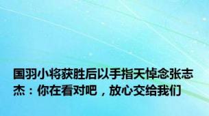 国羽小将获胜后以手指天悼念张志杰：你在看对吧，放心交给我们