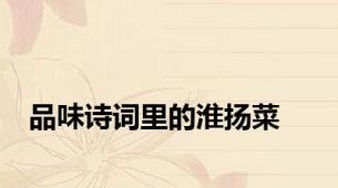 品味诗词里的淮扬菜
