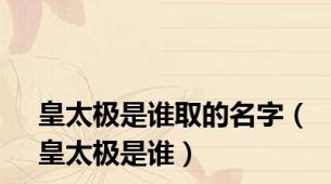 皇太极是谁取的名字（皇太极是谁）