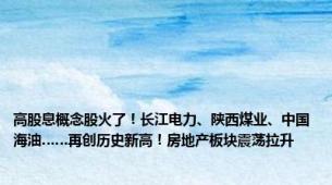 高股息概念股火了！长江电力、陕西煤业、中国海油……再创历史新高！房地产板块震荡拉升