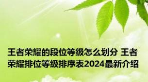王者荣耀的段位等级怎么划分 王者荣耀排位等级排序表2024最新介绍