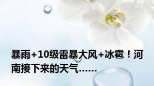 暴雨+10级雷暴大风+冰雹！河南接下来的天气……
