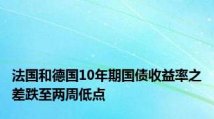 法国和德国10年期国债收益率之差跌至两周低点