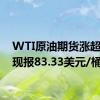 WTI原油期货涨超2%，现报83.33美元/桶