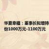 华夏幸福：董事长拟增持公司股份1000万元-1100万元