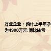 万业企业：预计上半年净亏损约为4900万元 同比转亏