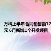 万科上半年合同销售额1273.3亿元 6月新增1个开发项目