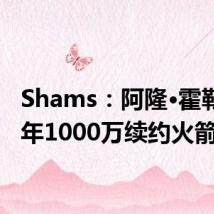 Shams:阿隆·霍勒迪两年1000万续约火箭