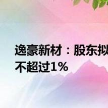 逸豪新材:股东拟减持不超过1%