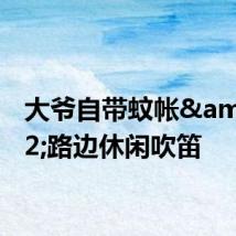 大爷自带蚊帐&#32;路边休闲吹笛
