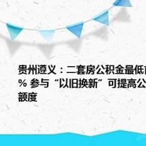 贵州遵义:二套房公积金最低首付比20% 参与“以旧换新”可提高公积金贷款额度