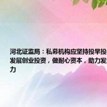 河北证监局:私募机构应坚持投早投小投科技,发展创业投资,做耐心资本,助力发展新质生产力