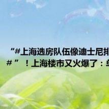 “#上海选房队伍像迪士尼排队一样# ”!上海楼市又火爆了:单