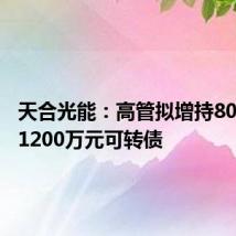 天合光能:高管拟增持800万元-1200万元可转债