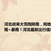 河北迎来大范围降雨,局地中到大雨+暴雨!河北最新出行信息
