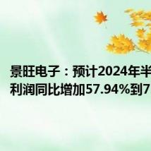 景旺电子:预计2024年半年度净利润同比增加57.94%到73.74%