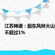 江苏神通:股东风林火山拟减持不超过1%