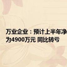 万业企业:预计上半年净亏损约为4900万元 同比转亏