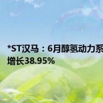 *ST汉马:6月醇氢动力系统销量增长38.95%