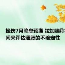 挫伤7月降息预期 拉加德称需要时间来评估通胀的不确定性