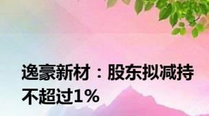 逸豪新材：股东拟减持不超过1%
