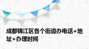 成都锦江区各个街道办电话+地址+办理时间