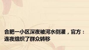 合肥一小区深夜被河水倒灌，官方：连夜组织了群众转移