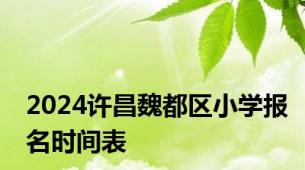 2024许昌魏都区小学报名时间表