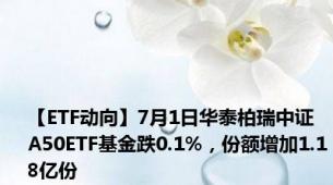 【ETF动向】7月1日华泰柏瑞中证A50ETF基金跌0.1%，份额增加1.18亿份