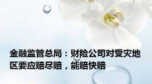 金融监管总局：财险公司对受灾地区要应赔尽赔，能赔快赔