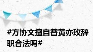 #方协文擅自替黄亦玫辞职合法吗#
