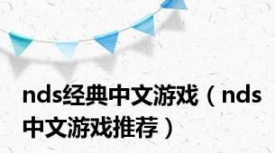 nds经典中文游戏（nds中文游戏推荐）